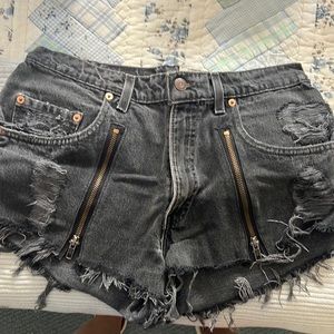 LF Furst of a Kind Vintage Grey Levi Jean Shorts with front zippers. Fits 27/28
